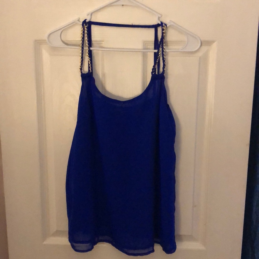 Blue gold chained tank top